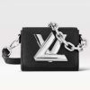 Replica Louis Vuitton Women Twist Lock XL Gold Brown Epi Cowhide Leather Microfiber 15