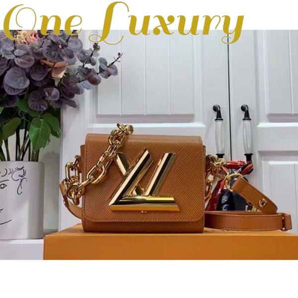Replica Louis Vuitton Women Twist Lock XL Gold Brown Epi Cowhide Leather Microfiber 3