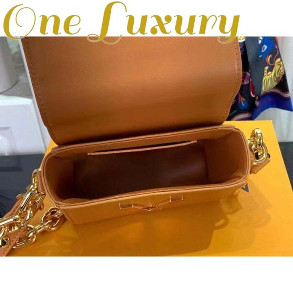 Replica Louis Vuitton Women Twist Lock XL Gold Brown Epi Cowhide Leather Microfiber 7