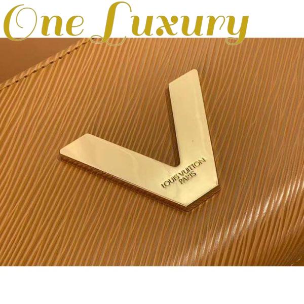 Replica Louis Vuitton Women Twist Lock XL Gold Brown Epi Cowhide Leather Microfiber 9