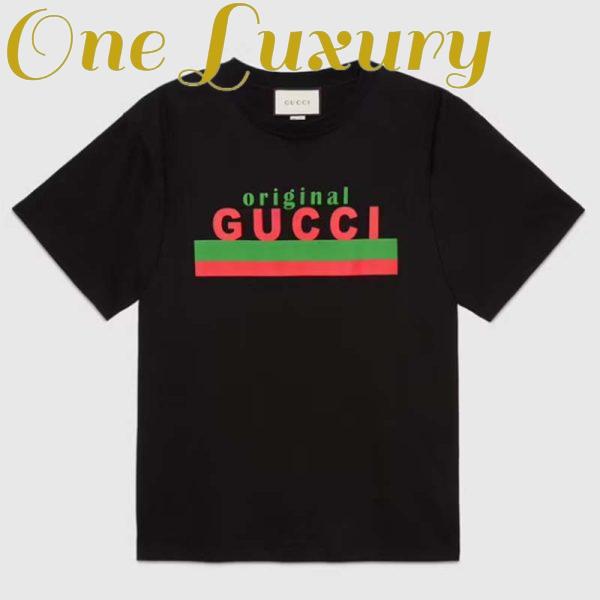 Replica Gucci GG Women Original Gucci Print Oversize T-Shirt Black Cotton Jersey Crewneck