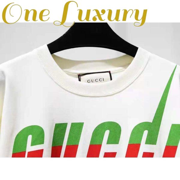 Replica Gucci GG Women Oversize Cotton T-Shirt Gucci Blade-White 6