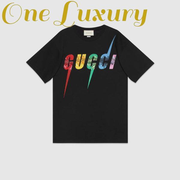 Replica Gucci GG Women Oversize T-Shirt with Gucci Blade Print-Black 2