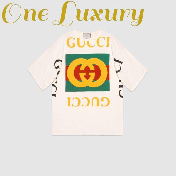 Replica Gucci GG Women Oversize T-Shirt with Gucci Logo-White