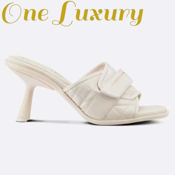 Replica Dior Women CD Dio(r)evolution Heeled Slide White Quilted Cannage Calfskin