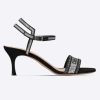 Replica Dior Women CD Dway Heeled Sandal Black Embroidered Satin Lambskin 10 CM Heel 13