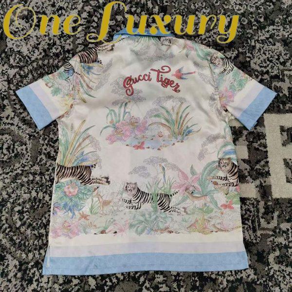 Replica Gucci GG Women Tiger Bowling Shirt Flower Print Ivory Silk Crepe Loose Fit 5