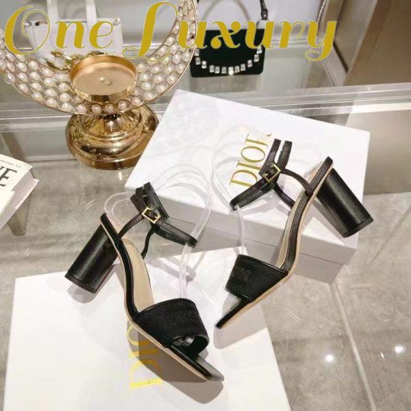 Replica Dior Women CD Dway Heeled Sandal Black Embroidered Satin Lambskin 10 CM Heel 3