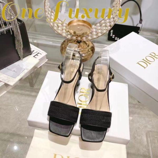 Replica Dior Women CD Dway Heeled Sandal Black Embroidered Satin Lambskin 10 CM Heel 4