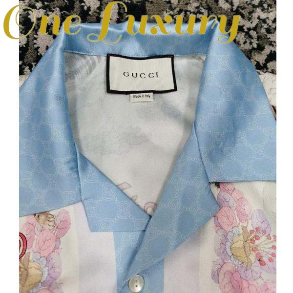 Replica Gucci GG Women Tiger Bowling Shirt Flower Print Ivory Silk Crepe Loose Fit 8