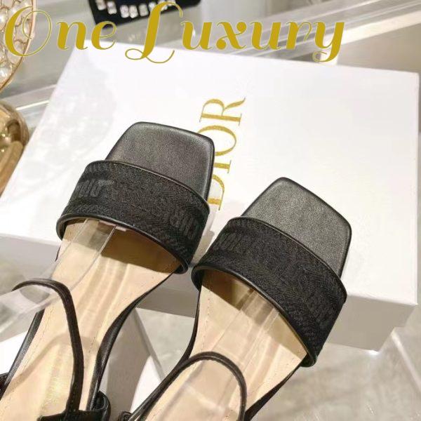 Replica Dior Women CD Dway Heeled Sandal Black Embroidered Satin Lambskin 10 CM Heel 9