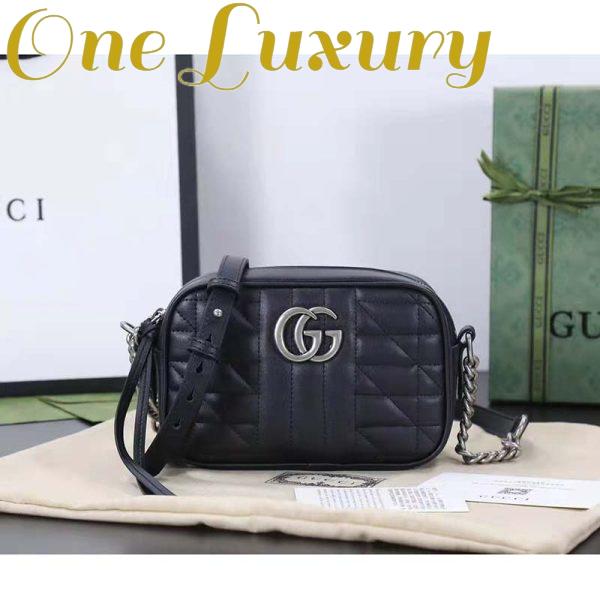 Replica Gucci Women GG Marmont Small Shoulder Bag Black Matelassé Leather 3