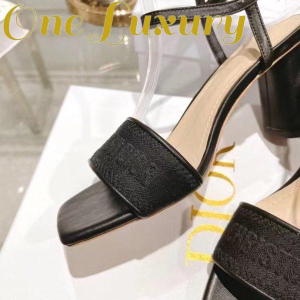 Replica Dior Women CD Dway Heeled Sandal Black Embroidered Satin Lambskin 10 CM Heel 10