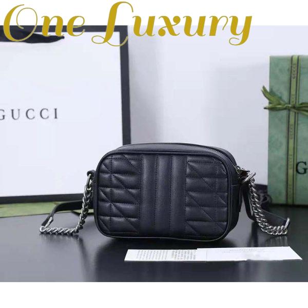 Replica Gucci Women GG Marmont Small Shoulder Bag Black Matelassé Leather 4