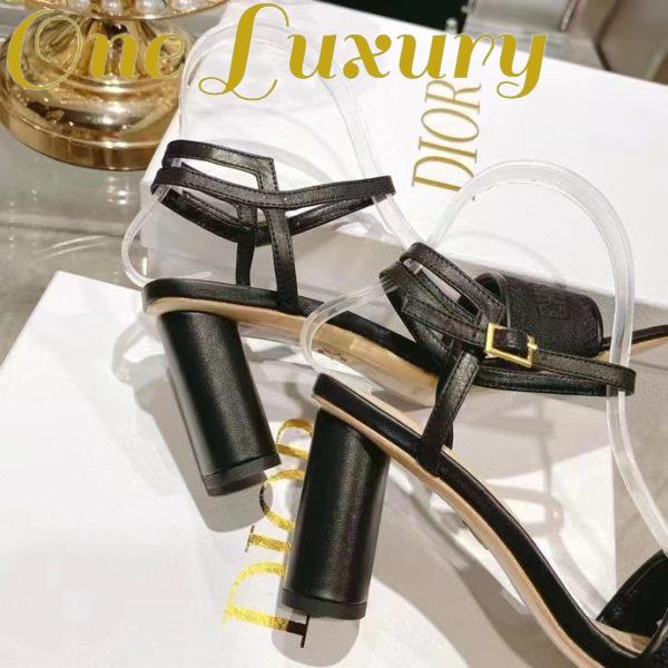 Replica Dior Women CD Dway Heeled Sandal Black Embroidered Satin Lambskin 10 CM Heel 11