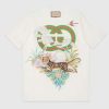 Replica Gucci GG Women Tiger Bowling Shirt Flower Print Ivory Silk Crepe Loose Fit 10