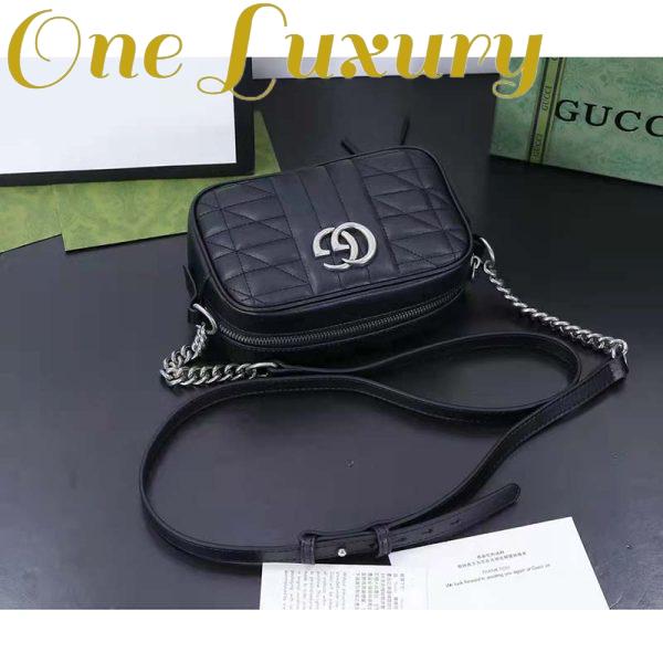 Replica Gucci Women GG Marmont Small Shoulder Bag Black Matelassé Leather 6