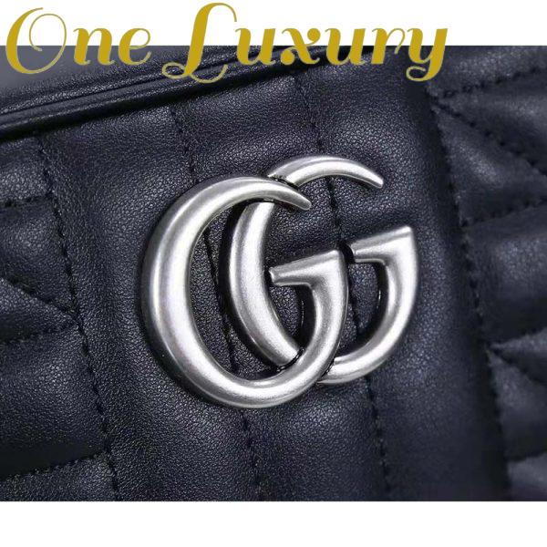 Replica Gucci Women GG Marmont Small Shoulder Bag Black Matelassé Leather 8