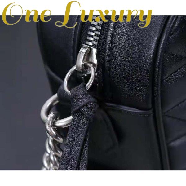 Replica Gucci Women GG Marmont Small Shoulder Bag Black Matelassé Leather 9