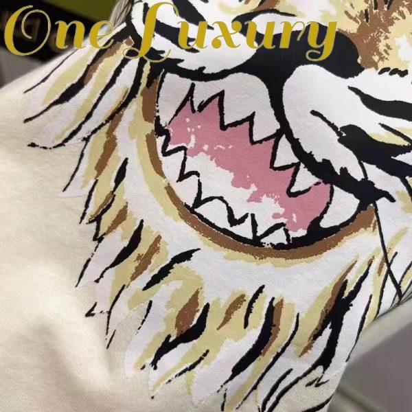 Replica Gucci Men GG Tiger Cotton T-Shirt White Jersey Tiger Head Crewneck 7