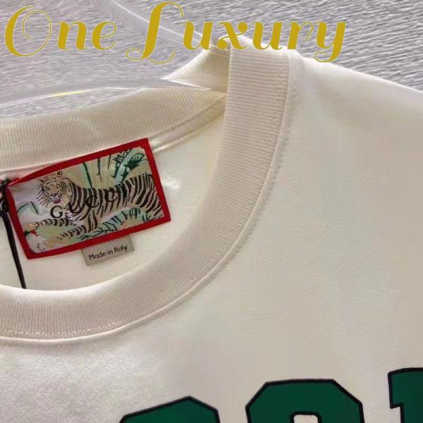 Replica Gucci Men GG Tiger Cotton T-Shirt White Jersey Tiger Head Crewneck 8