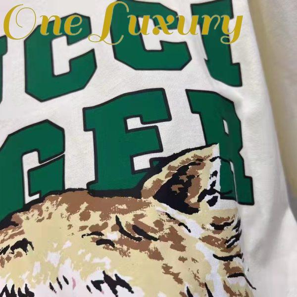 Replica Gucci Men GG Tiger Cotton T-Shirt White Jersey Tiger Head Crewneck 10