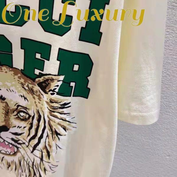 Replica Gucci Men GG Tiger Cotton T-Shirt White Jersey Tiger Head Crewneck 11