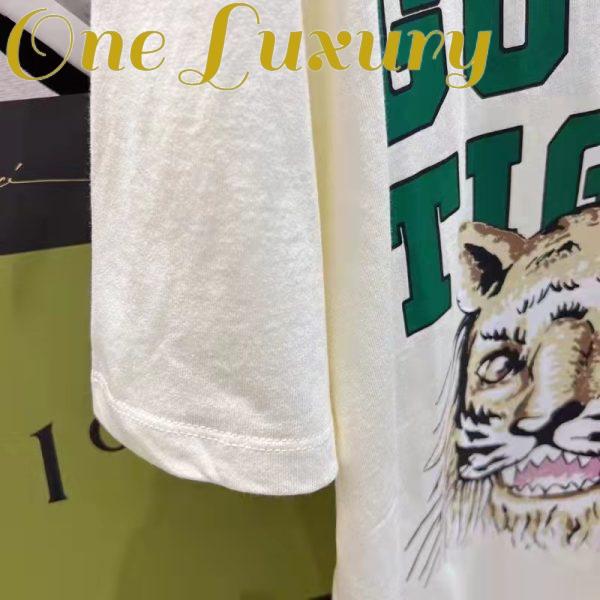 Replica Gucci Men GG Tiger Cotton T-Shirt White Jersey Tiger Head Crewneck 13