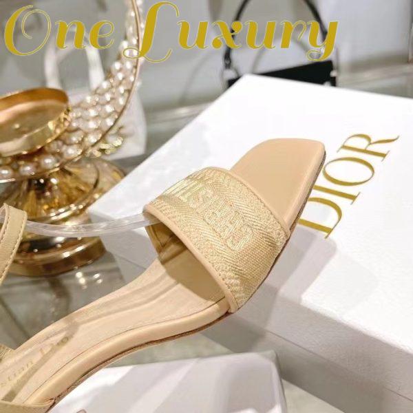 Replica Dior Women CD Dway Heeled Sandal Nude Embroidered Satin Lambskin 10 CM Heel 10