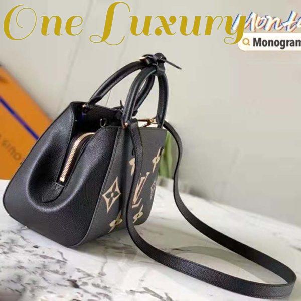 Replica Louis Vuitton Women Montaigne BB Handbag Black Beige Embossed Grained Cowhide Leather 6