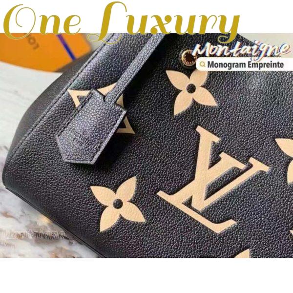 Replica Louis Vuitton Women Montaigne BB Handbag Black Beige Embossed Grained Cowhide Leather 7
