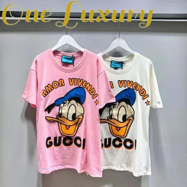 Replica Gucci Men Disney x Gucci Donald Duck T-Shirt Cotton Jersey Crewneck Oversize Fit-White 4