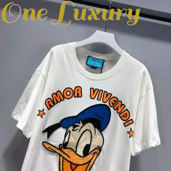Replica Gucci Men Disney x Gucci Donald Duck T-Shirt Cotton Jersey Crewneck Oversize Fit-White 5