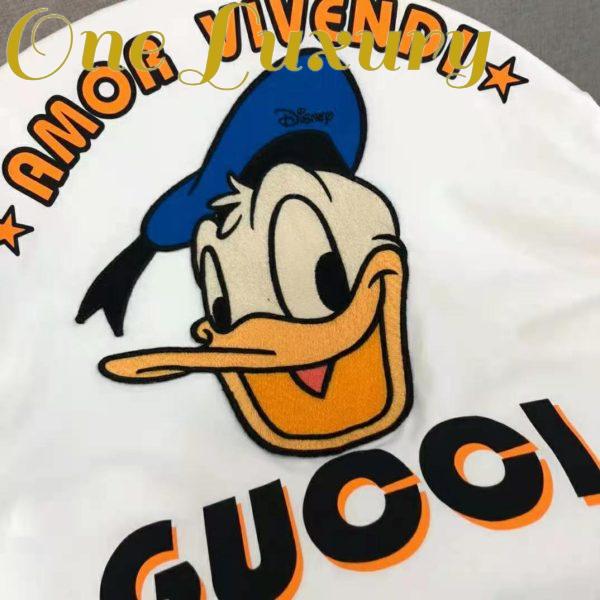 Replica Gucci Men Disney x Gucci Donald Duck T-Shirt Cotton Jersey Crewneck Oversize Fit-White 8
