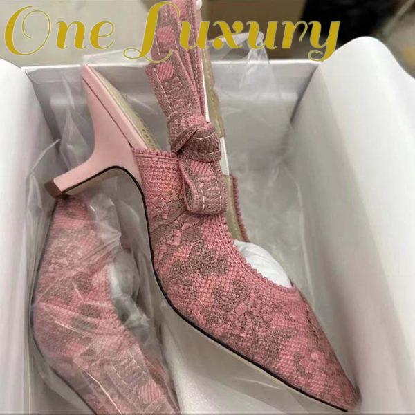 Replica Dior Women CD J’Adior Slingback Pump Pink Gray Embroidered Cotton Toile De Jouy Sauvage 4