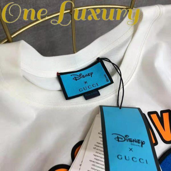 Replica Gucci Men Disney x Gucci Donald Duck T-Shirt Cotton Jersey Crewneck Oversize Fit-White 11