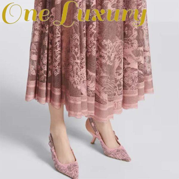 Replica Dior Women CD J’Adior Slingback Pump Pink Gray Embroidered Cotton Toile De Jouy Sauvage 8