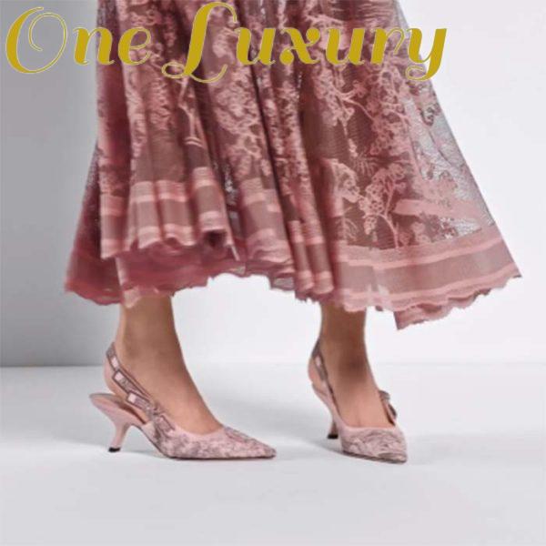 Replica Dior Women CD J’Adior Slingback Pump Pink Gray Embroidered Cotton Toile De Jouy Sauvage 9