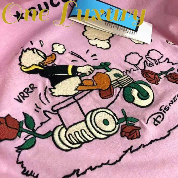 Replica Gucci Men Disney x Gucci Donald Duck T-Shirt Cotton Jersey Crewneck Short Sleeves-Pink 6
