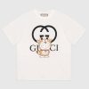 Replica Gucci Men Doraemon x Gucci Oversize T-Shirt Ivory Cotton Jersey Crewneck-Blue 15