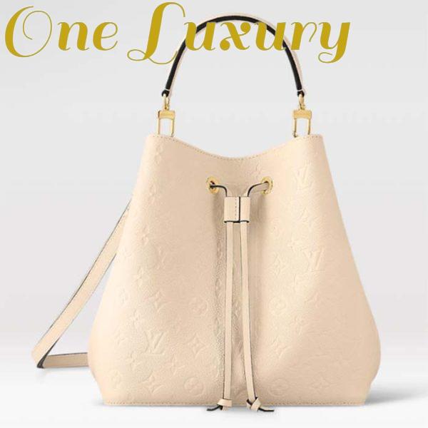 Replica Louis Vuitton Women NeoNoé MM Bucket Bag Crème Beige Embossed Grained Cowhide Leather