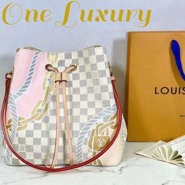 Replica Louis Vuitton Women NeoNoé MM Bucket Bag Damier Azur Coated Canvas 4