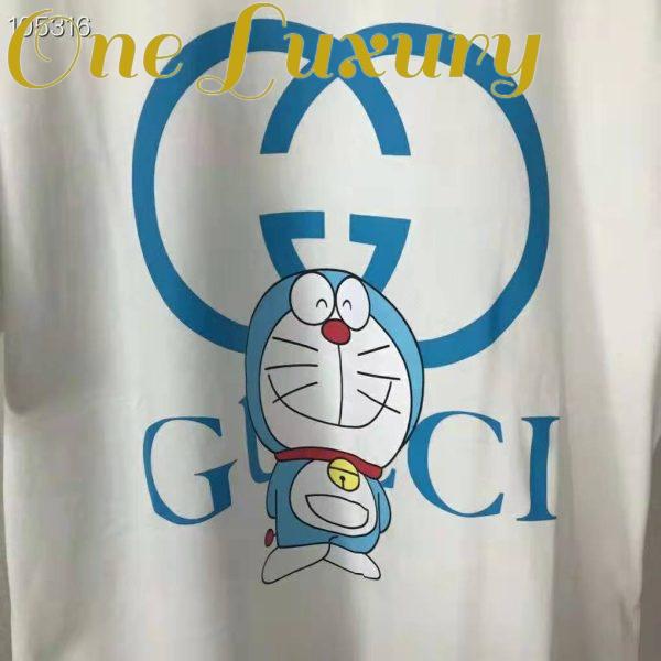 Replica Gucci Men Doraemon x Gucci Oversize T-Shirt Ivory Cotton Jersey Crewneck-Blue 5