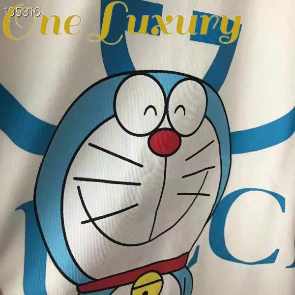 Replica Gucci Men Doraemon x Gucci Oversize T-Shirt Ivory Cotton Jersey Crewneck-Blue 6