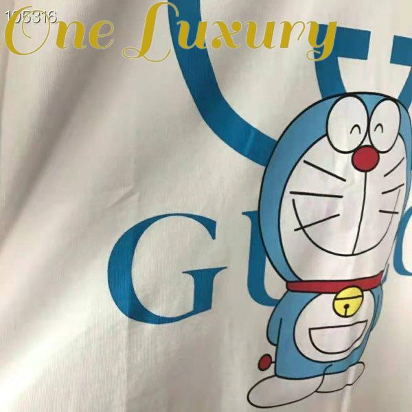Replica Gucci Men Doraemon x Gucci Oversize T-Shirt Ivory Cotton Jersey Crewneck-Blue 7