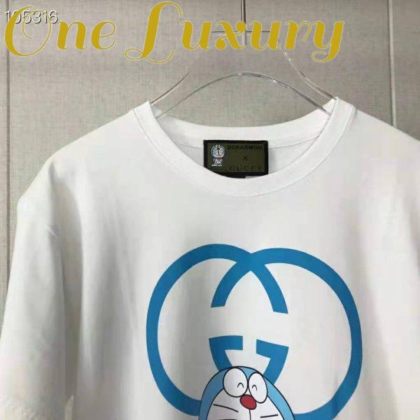 Replica Gucci Men Doraemon x Gucci Oversize T-Shirt Ivory Cotton Jersey Crewneck-Blue 9