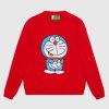 Replica Gucci Men Doraemon x Gucci Oversize T-Shirt Ivory Cotton Jersey Crewneck-Blue 14