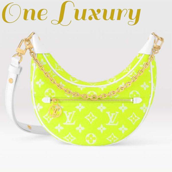 Replica Louis Vuitton LV Unisex Loop Half-Moon Baguette Bag Yellow Monogram Jacquard Velvet