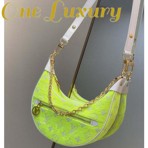 Replica Louis Vuitton LV Unisex Loop Half-Moon Baguette Bag Yellow Monogram Jacquard Velvet 3