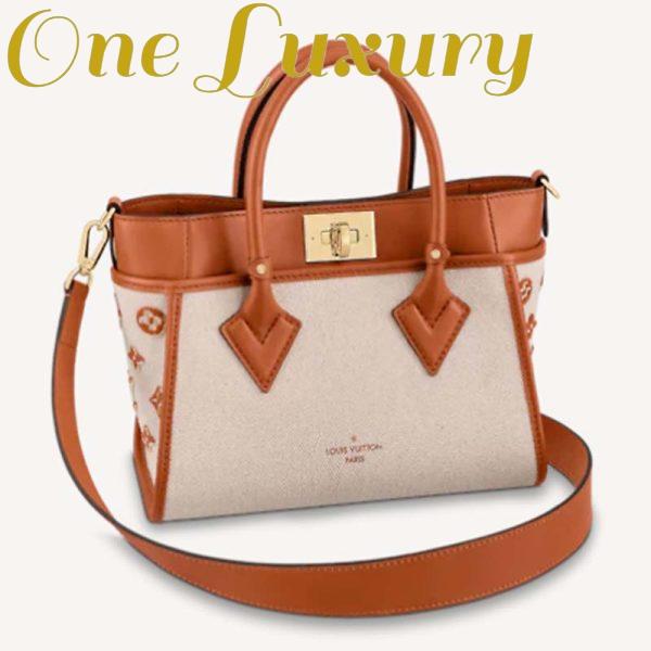 Replica Louis Vuitton Women On My Side PM Tote Bag Brown Canvas Smooth Cowhide 2